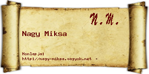 Nagy Miksa névjegykártya